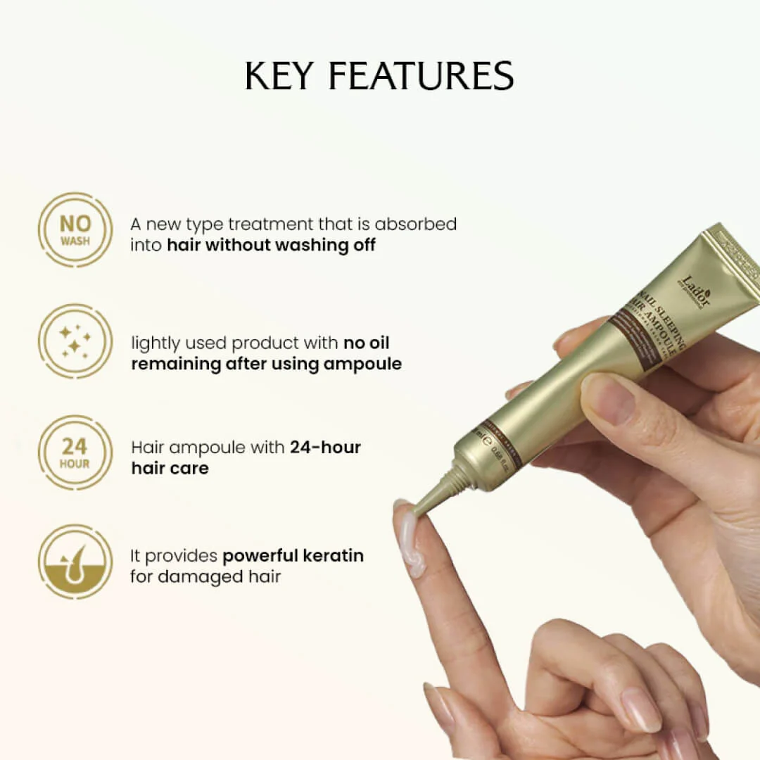 Lador Snail Sleeping Hair Ampoule (Leave-in treatment) - Pack Options: 1 or 5 - Image 4