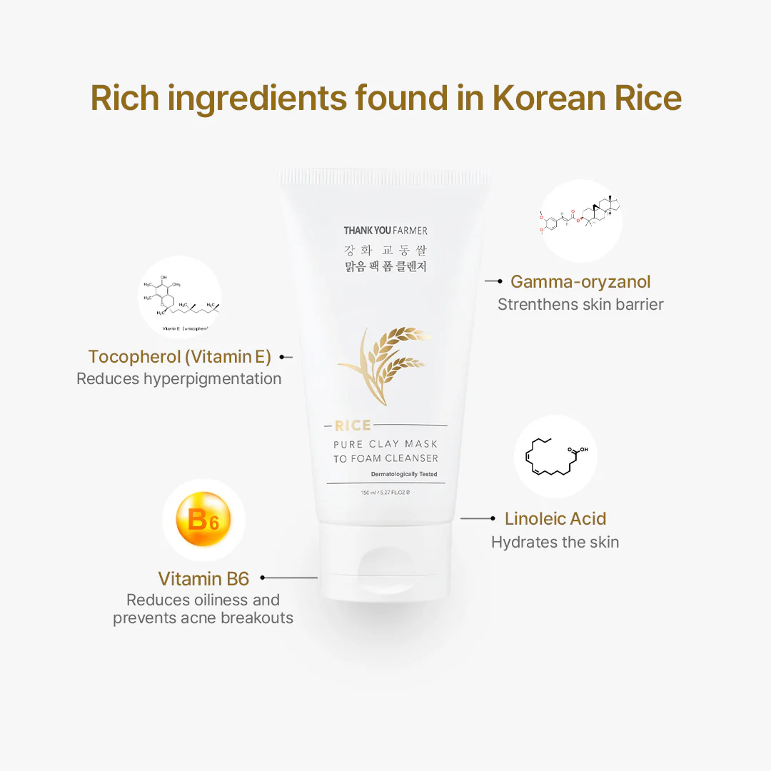 Thank You Farmer Rice Pure Clay Mask to Foam Cleanser - 150ml - Image 7