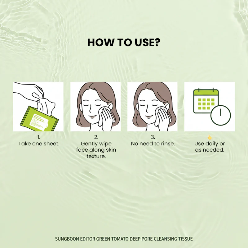 Sungboon Editor Green Tomato Deep Pore Cleansing Tissue (50g, 10pcs) - Image 4