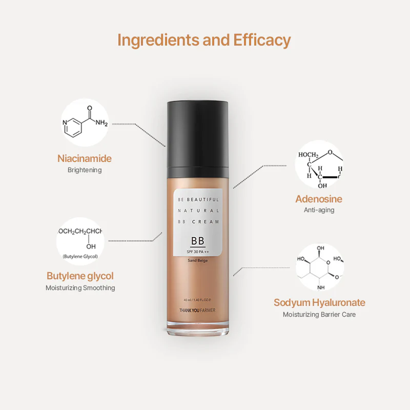 Thank You Farmer Be Beautiful Natural BB Cream Sand Beige SPF 30 PA ++ - 40ml - Image 3